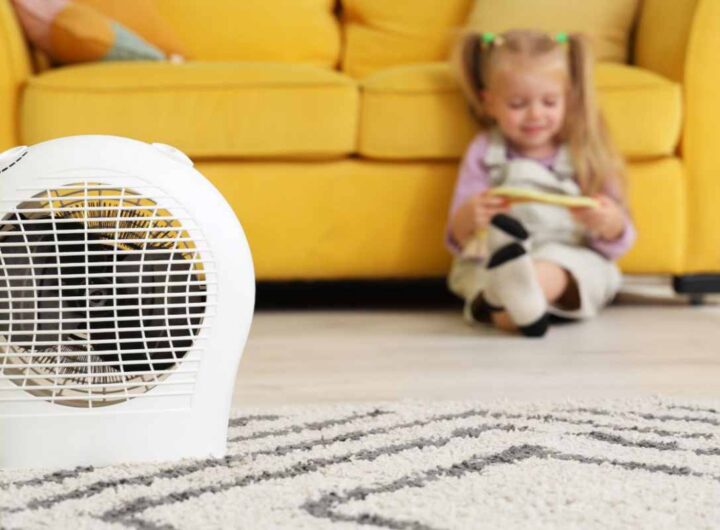 termoventilatore in una stanza dove c'è una bimba