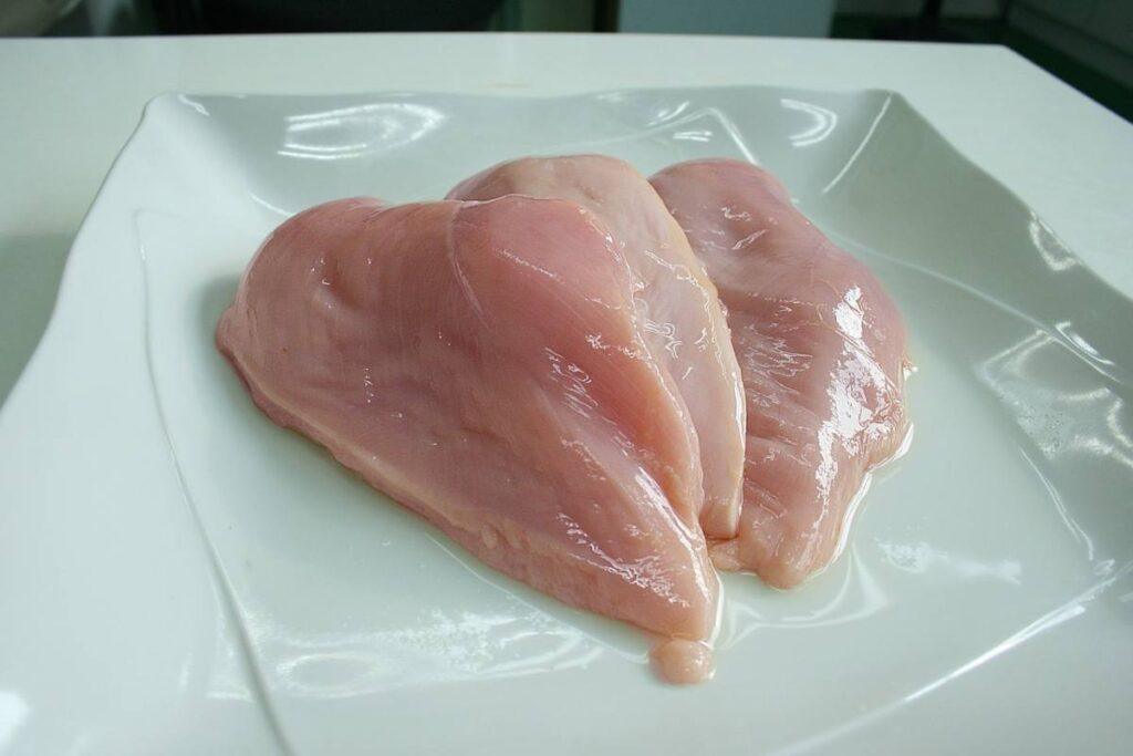 petto di pollo crudo su carta oleata